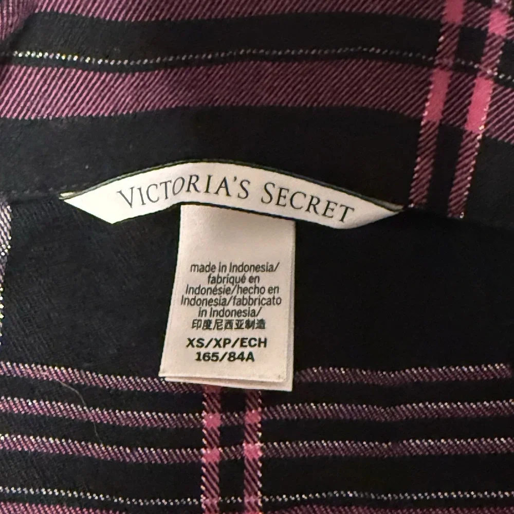 Victoria's Secret plaid pajama set Shirts/shirt Black And Pink Size XS